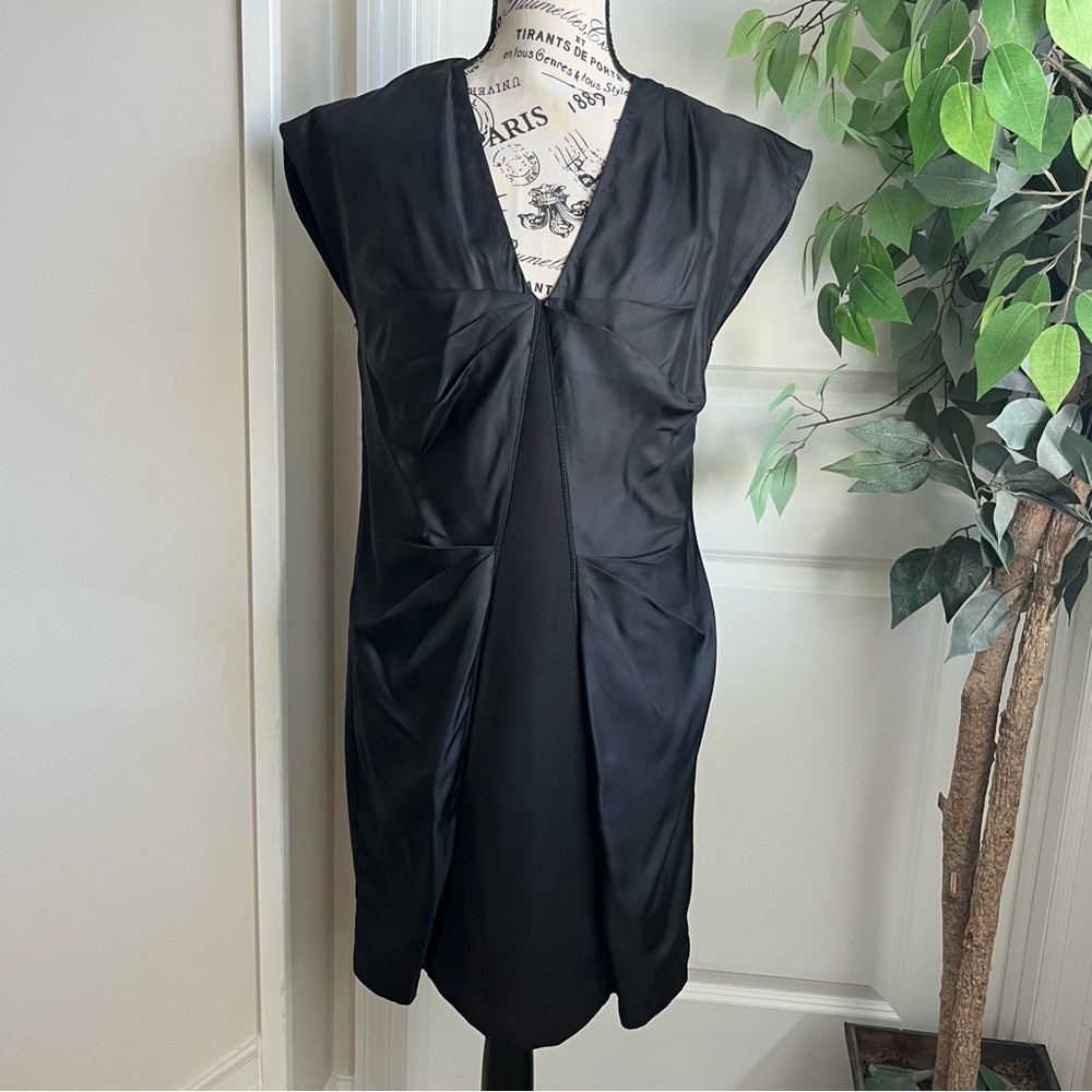2 Love Tony Cohen Silk Cap Sleeve Shift Dress Black Sz 6